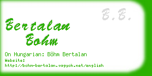 bertalan bohm business card